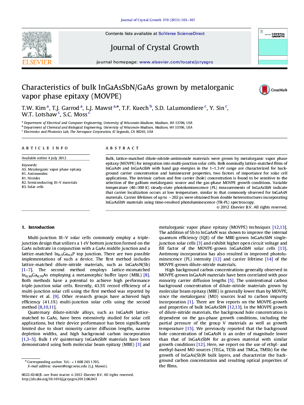 Characteristics of bulk InGaAsSbN/GaAs grown by metalorganic vapor phase epitaxy (MOVPE)