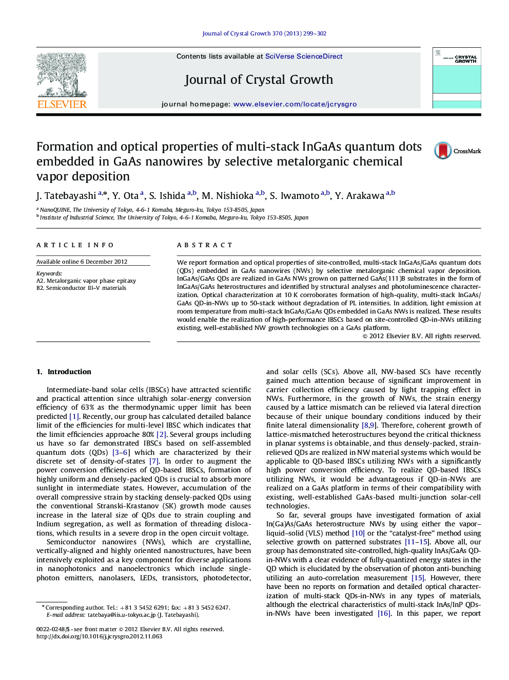 Formation and optical properties of multi-stack InGaAs quantum dots embedded in GaAs nanowires by selective metalorganic chemical vapor deposition