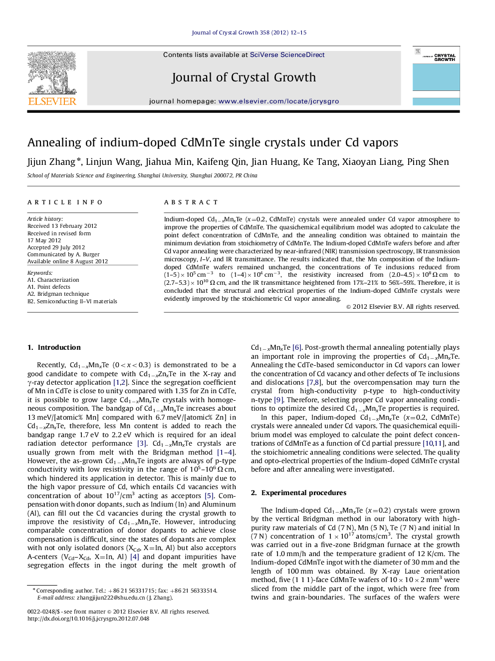 Annealing of indium-doped CdMnTe single crystals under Cd vapors