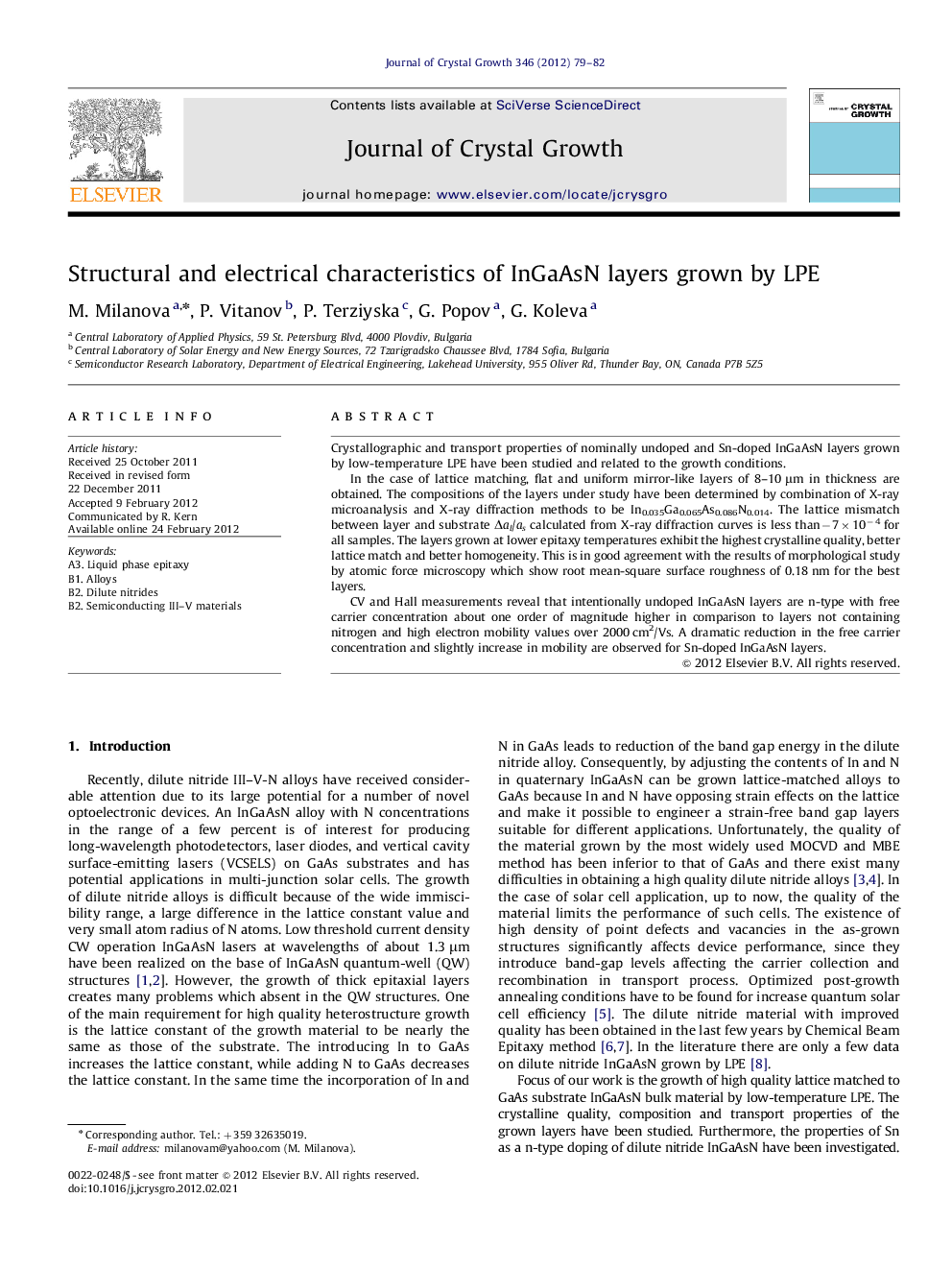 Structural and electrical characteristics of InGaAsN layers grown by LPE