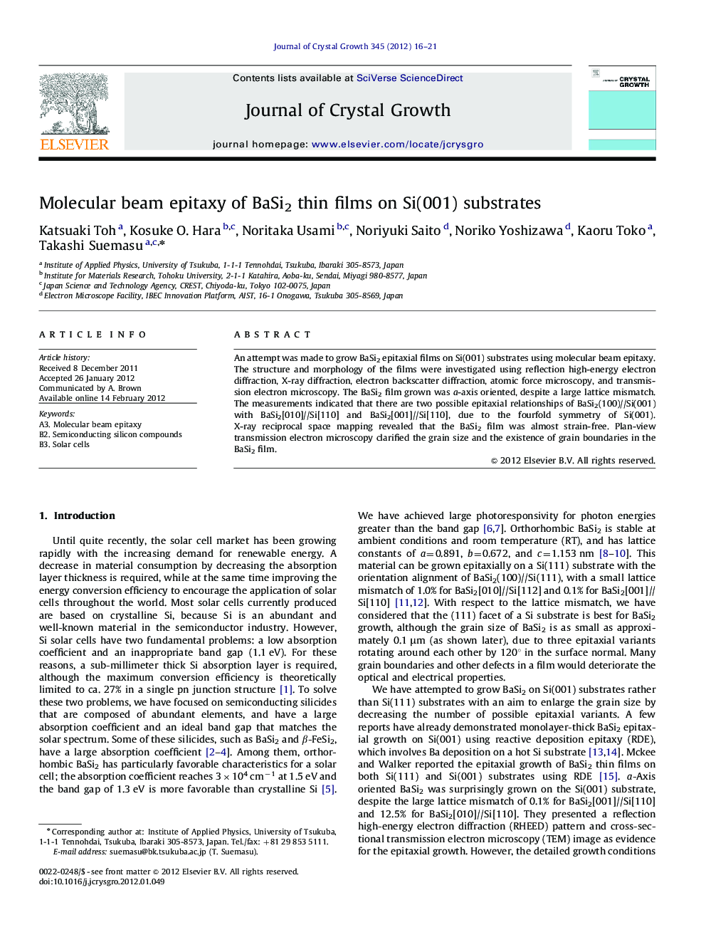 Molecular beam epitaxy of BaSi2 thin films on Si(001) substrates