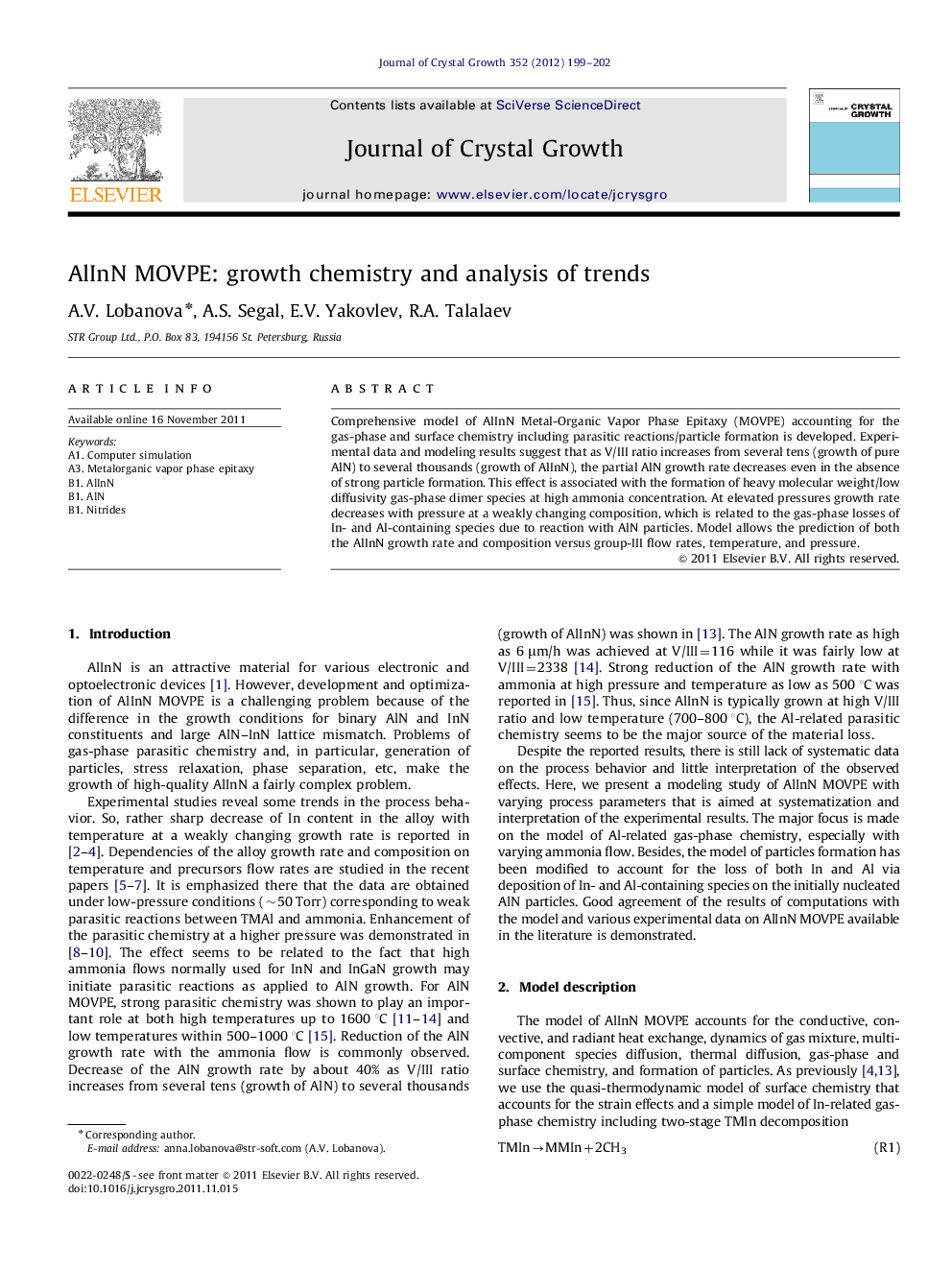 AlInN MOVPE: growth chemistry and analysis of trends