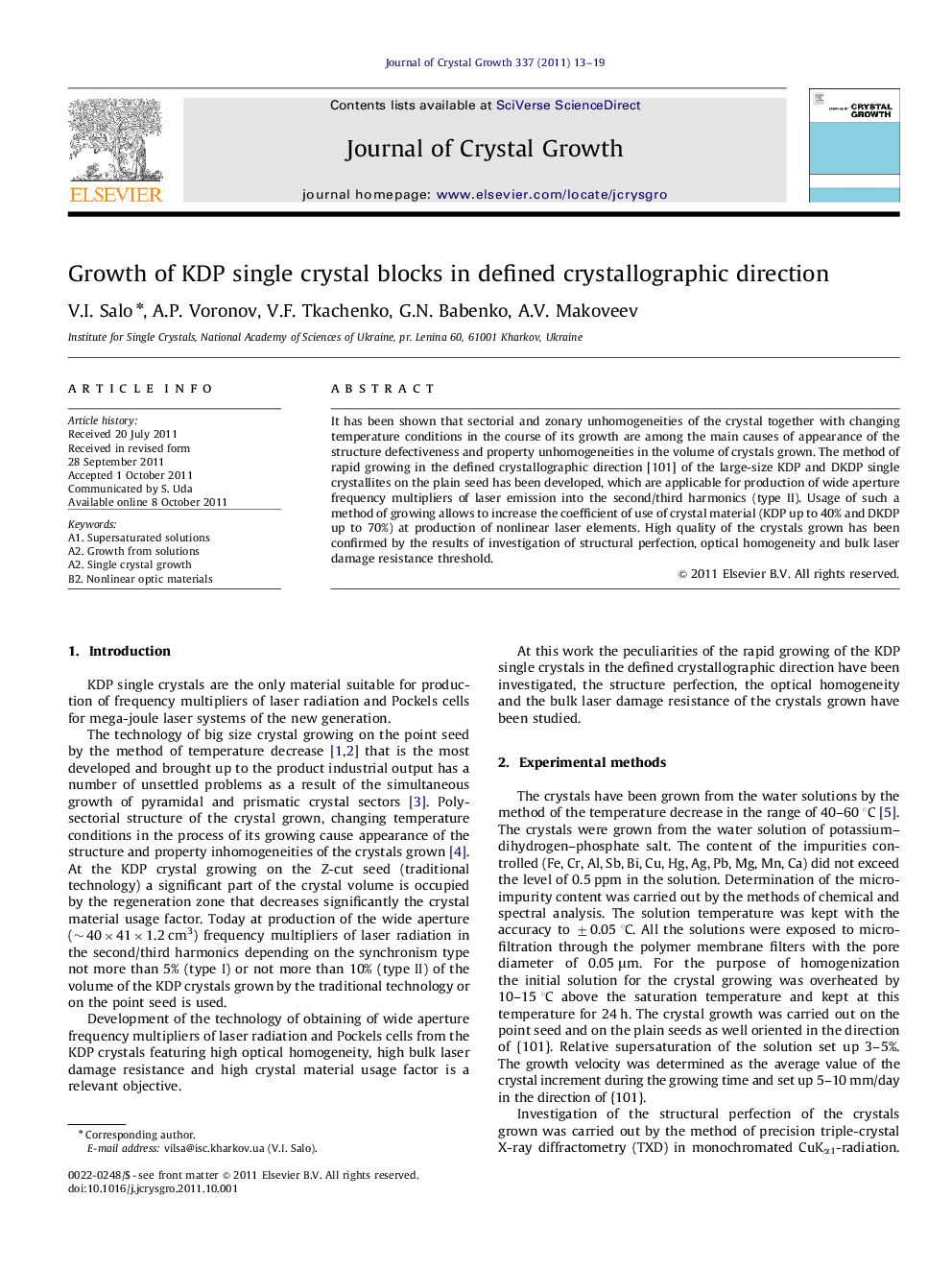 Growth of KDP single crystal blocks in defined crystallographic direction