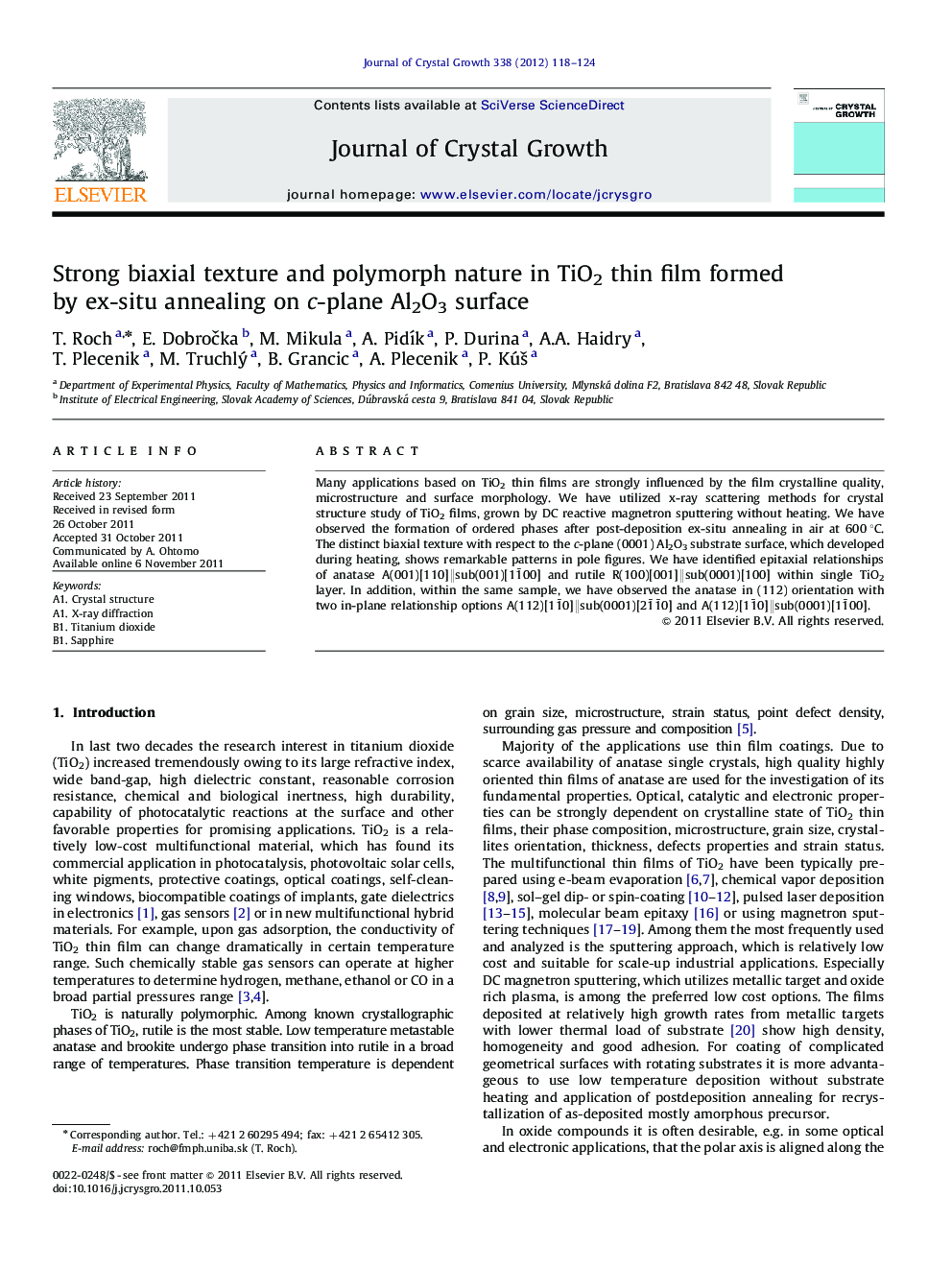 Strong biaxial texture and polymorph nature in TiO2 thin film formed by ex-situ annealing on c-plane Al2O3 surface