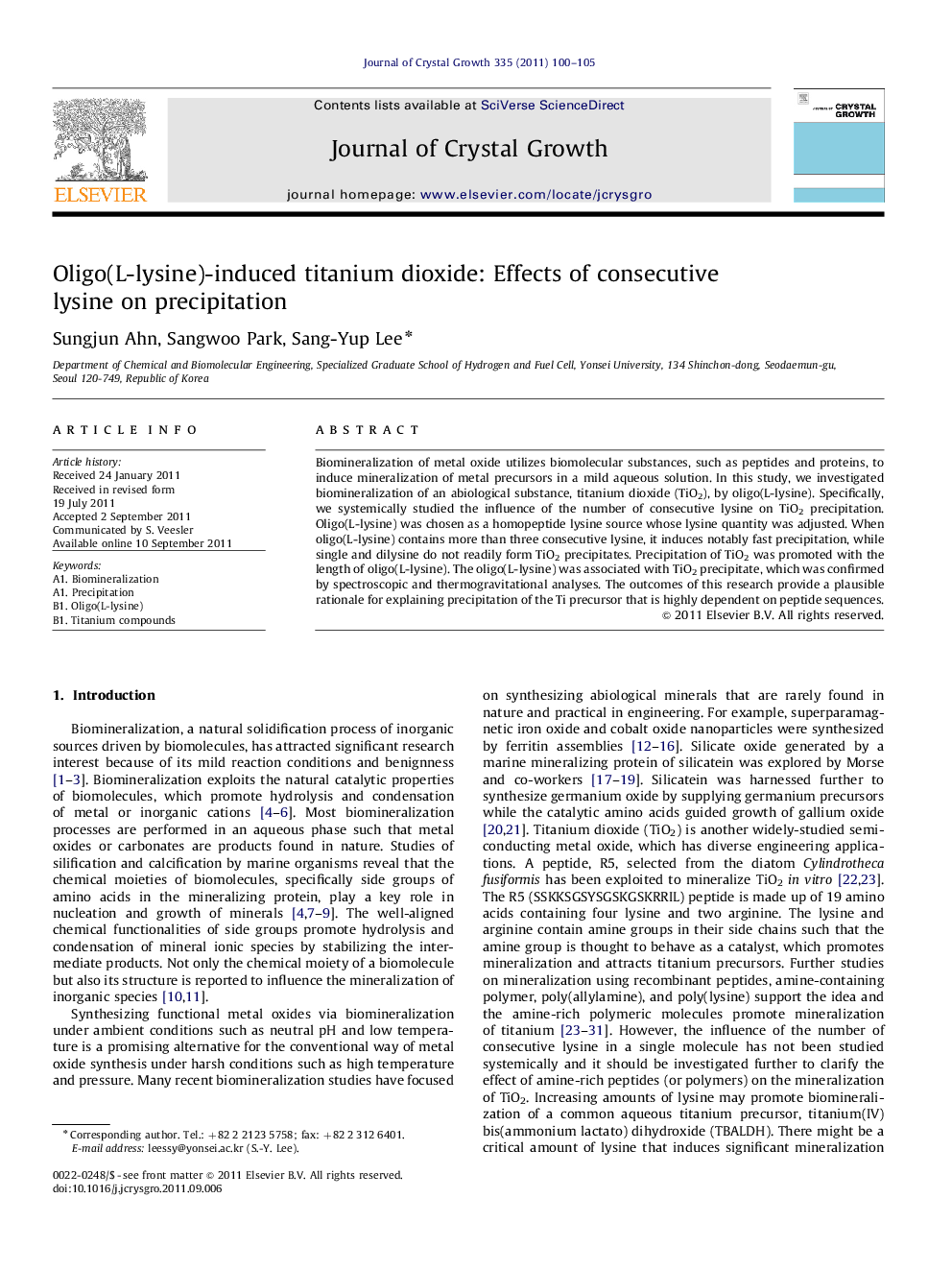 Oligo(L-lysine)-induced titanium dioxide: Effects of consecutive lysine on precipitation