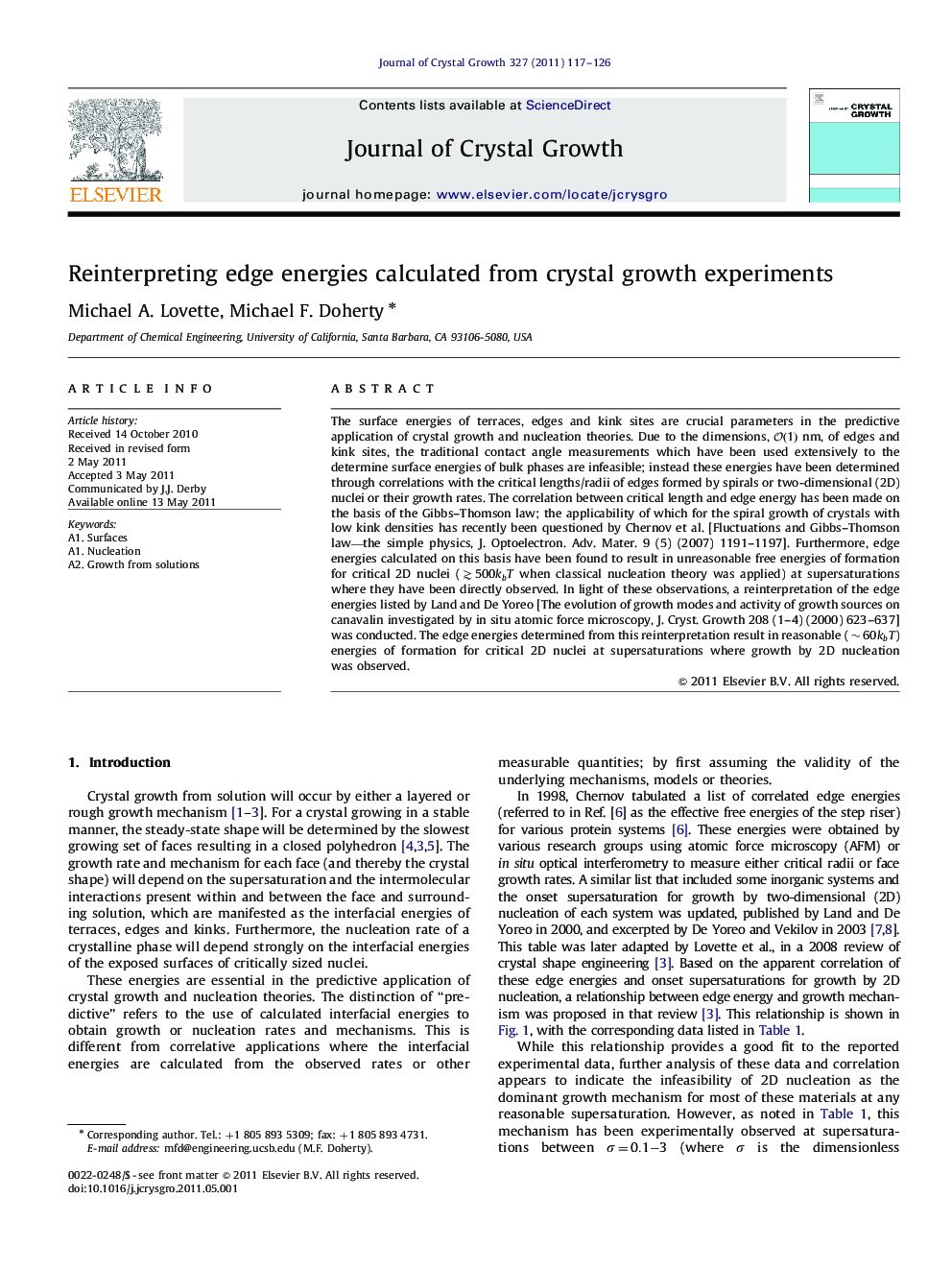 Reinterpreting edge energies calculated from crystal growth experiments