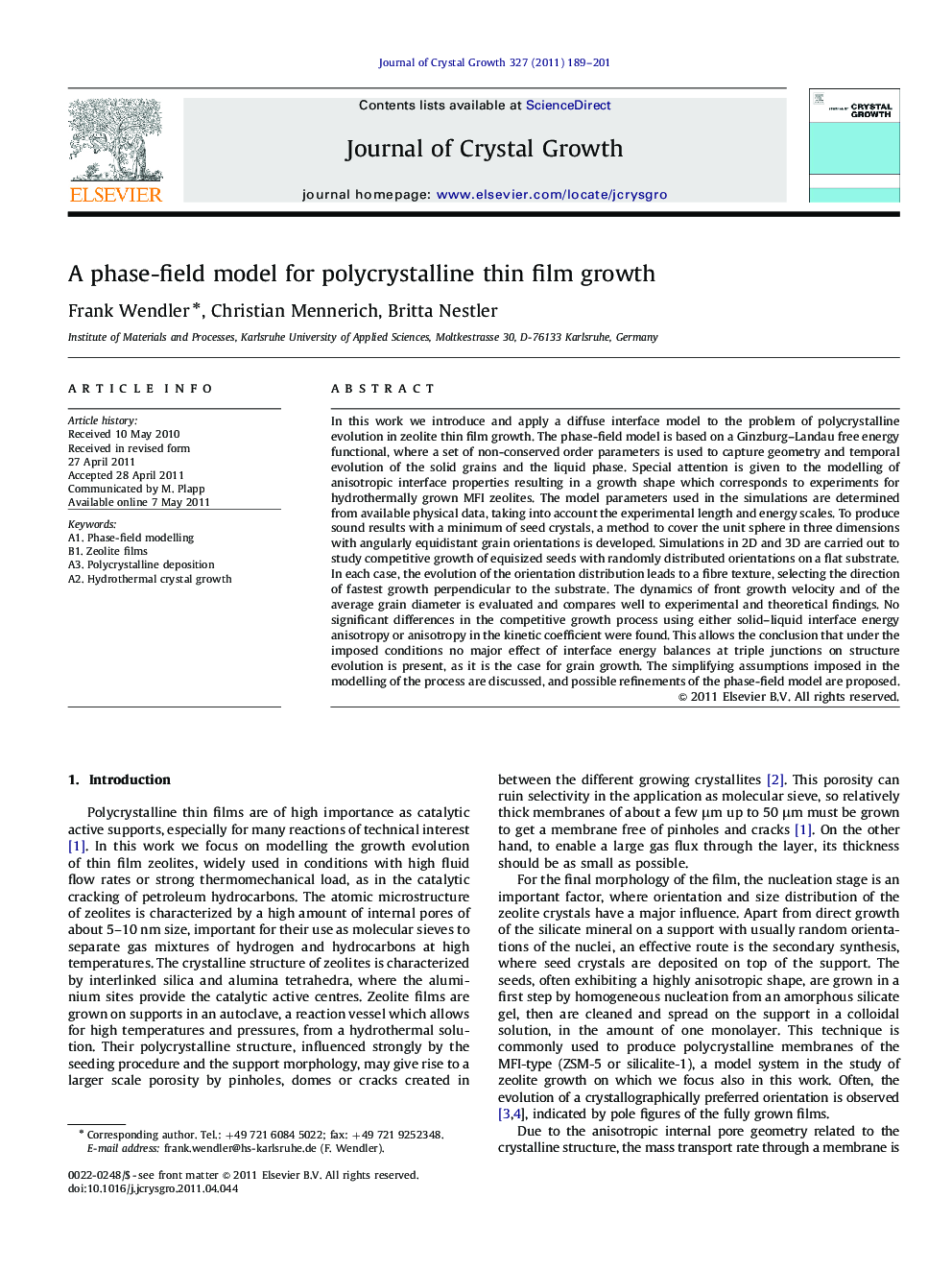 A phase-field model for polycrystalline thin film growth