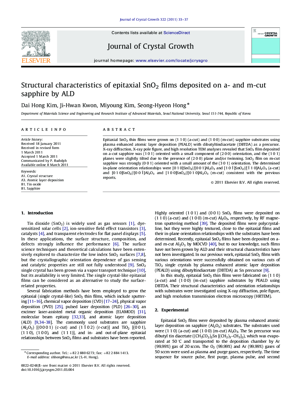 Structural characteristics of epitaxial SnO2 films deposited on a- and m-cut sapphire by ALD