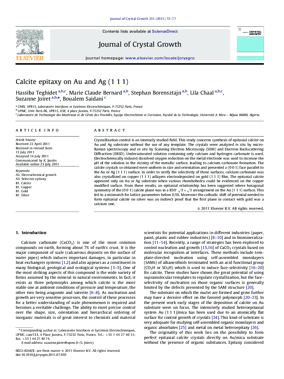 Calcite epitaxy on Au and Ag (1 1 1)