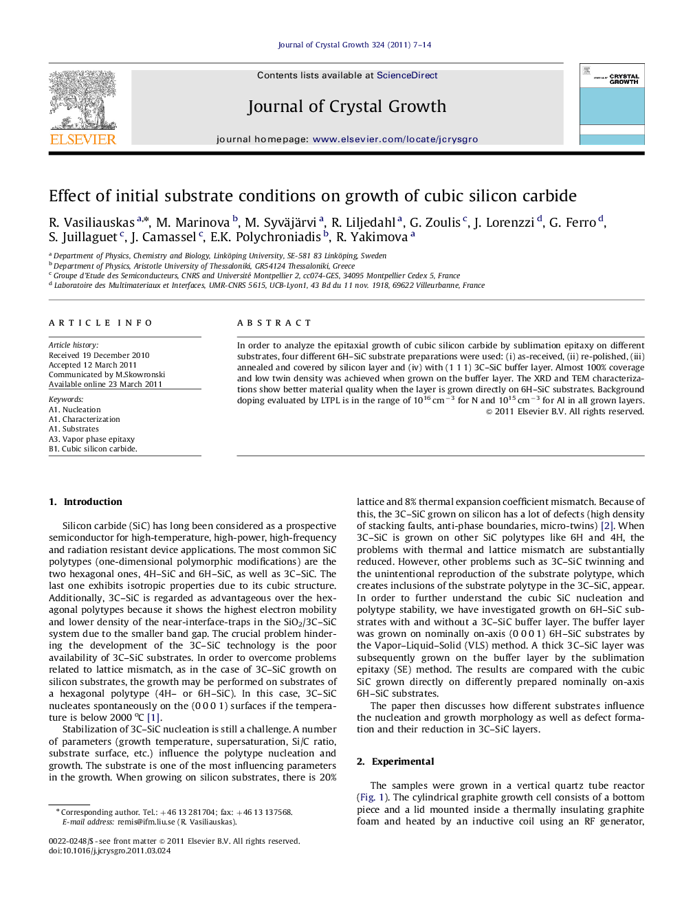 Effect of initial substrate conditions on growth of cubic silicon carbide