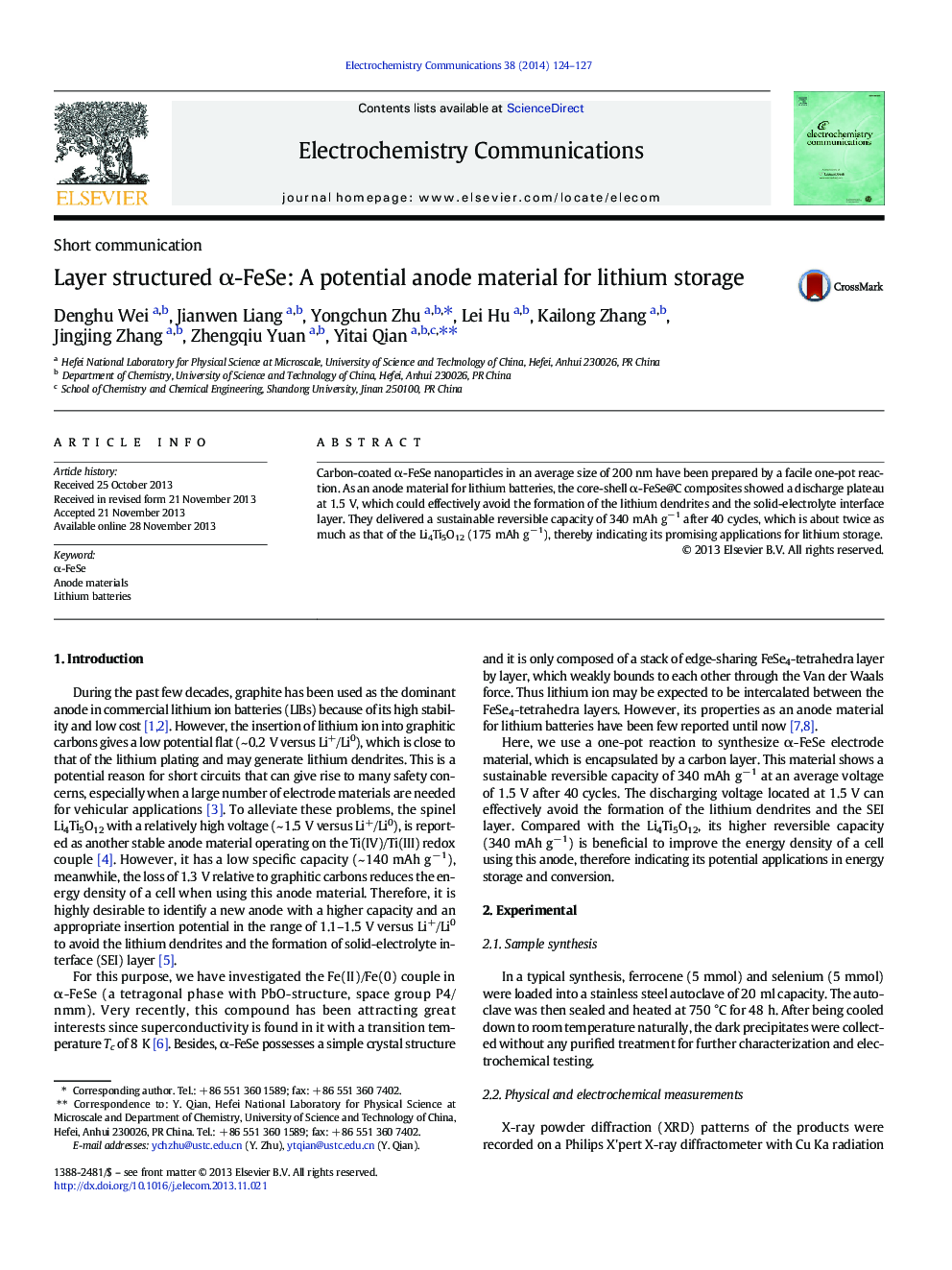 Layer structured α-FeSe: A potential anode material for lithium storage