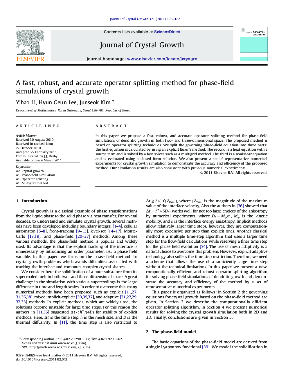 A fast, robust, and accurate operator splitting method for phase-field simulations of crystal growth