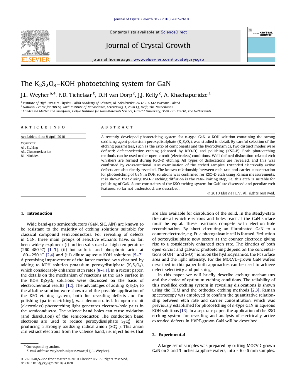 The K2S2O8–KOH photoetching system for GaN