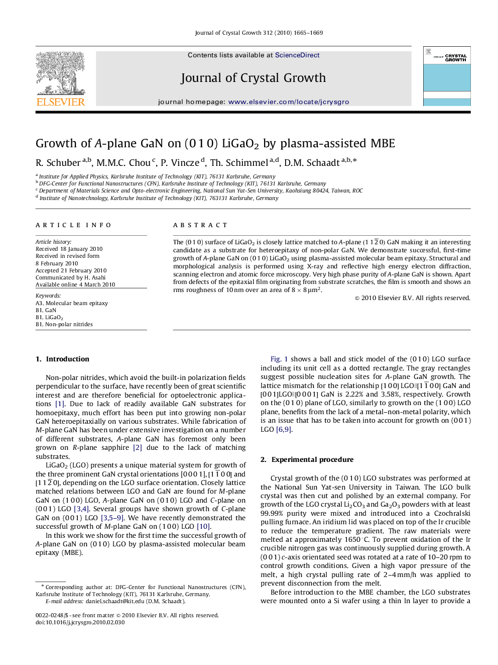 Growth of A-plane GaN on (0 1 0) LiGaO2 by plasma-assisted MBE