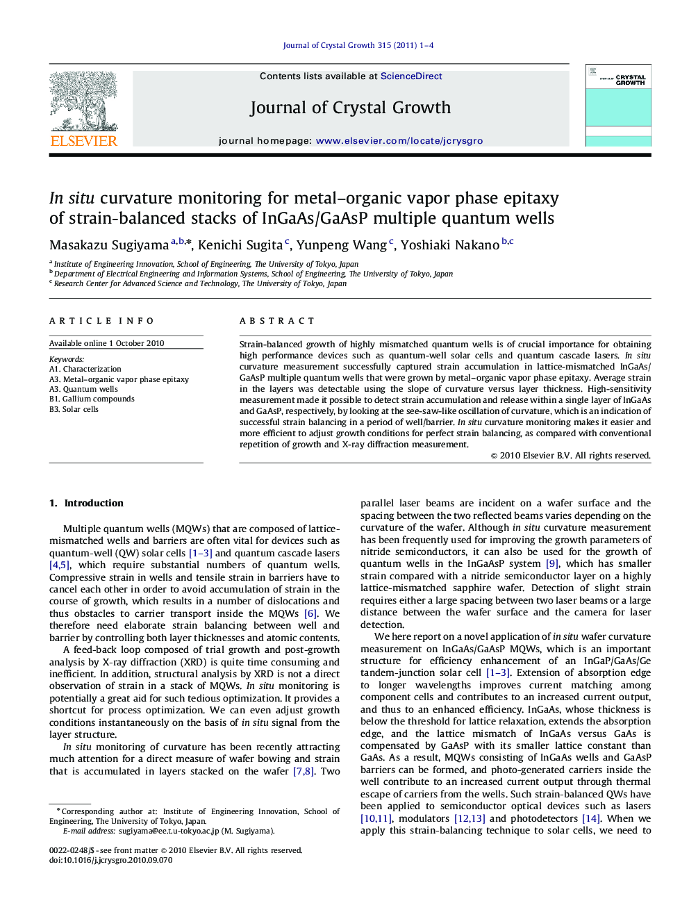 In situ curvature monitoring for metal–organic vapor phase epitaxy of strain-balanced stacks of InGaAs/GaAsP multiple quantum wells