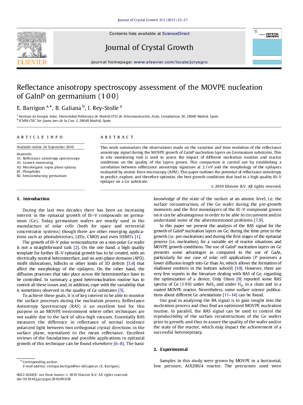 Reflectance anisotropy spectroscopy assessment of the MOVPE nucleation of GaInP on germanium (1 0 0)