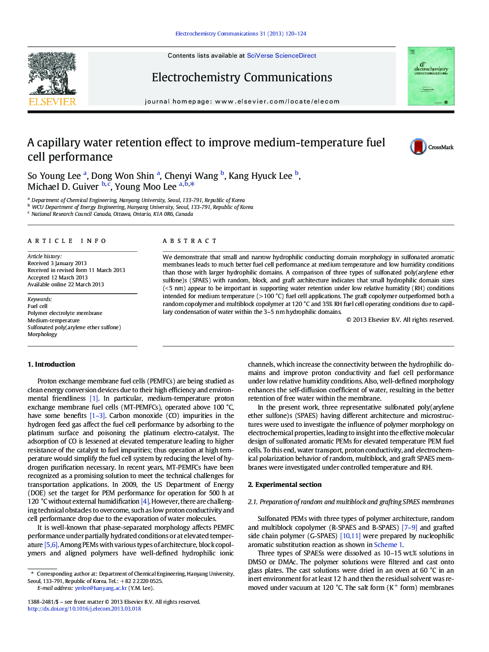 A capillary water retention effect to improve medium-temperature fuel cell performance