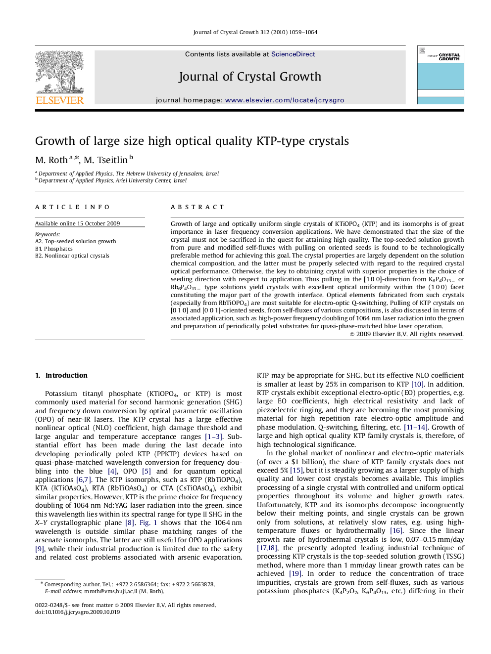 Growth of large size high optical quality KTP-type crystals