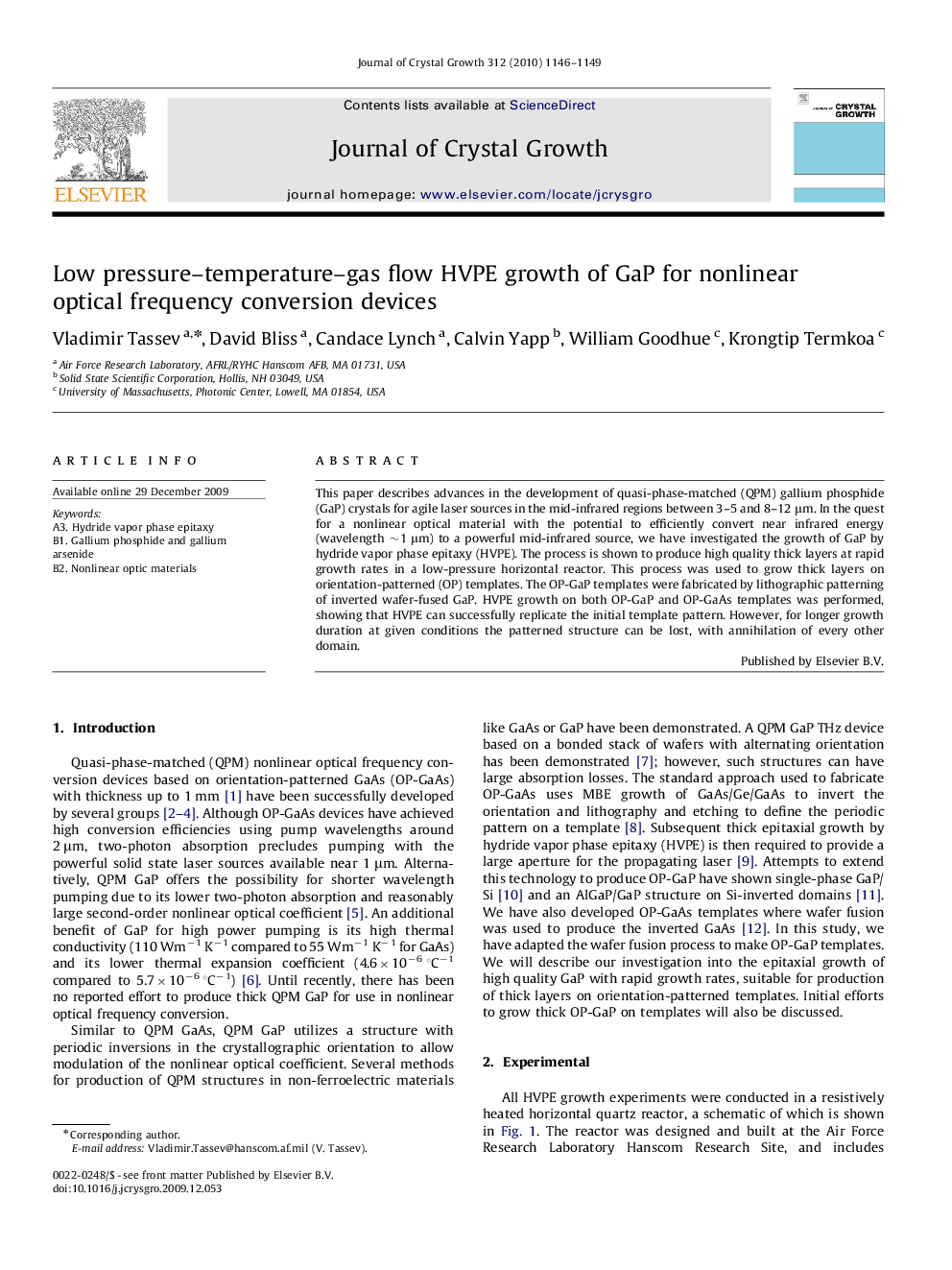 Low pressure–temperature–gas flow HVPE growth of GaP for nonlinear optical frequency conversion devices