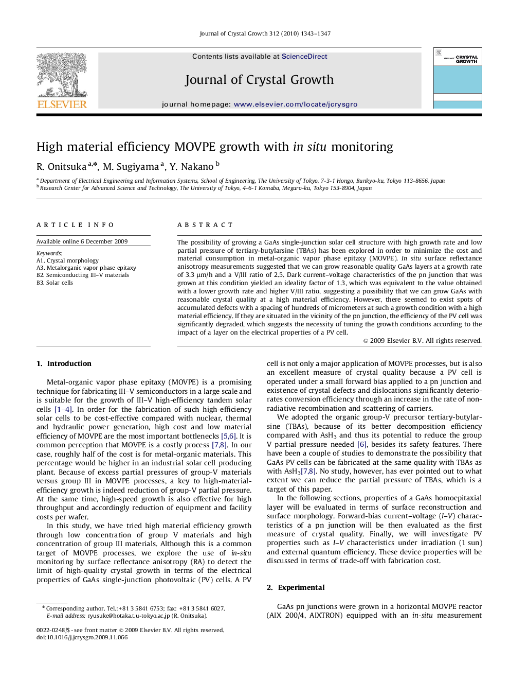 High material efficiency MOVPE growth with in situ monitoring