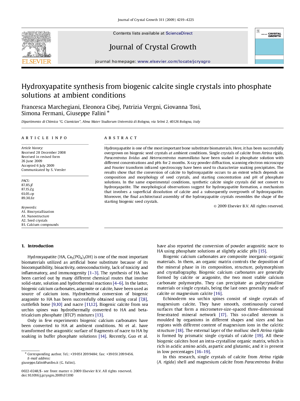 Hydroxyapatite synthesis from biogenic calcite single crystals into phosphate solutions at ambient conditions