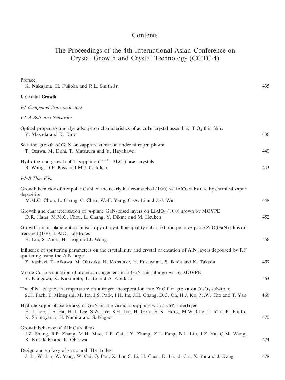 List of contents Proceedings CGCT-4