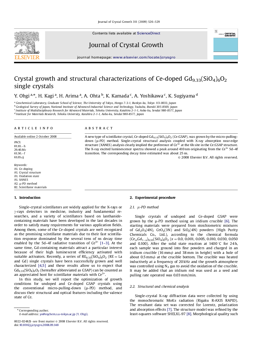 Crystal growth and structural characterizations of Ce-doped Gd9.33(SiO4)6O2 single crystals