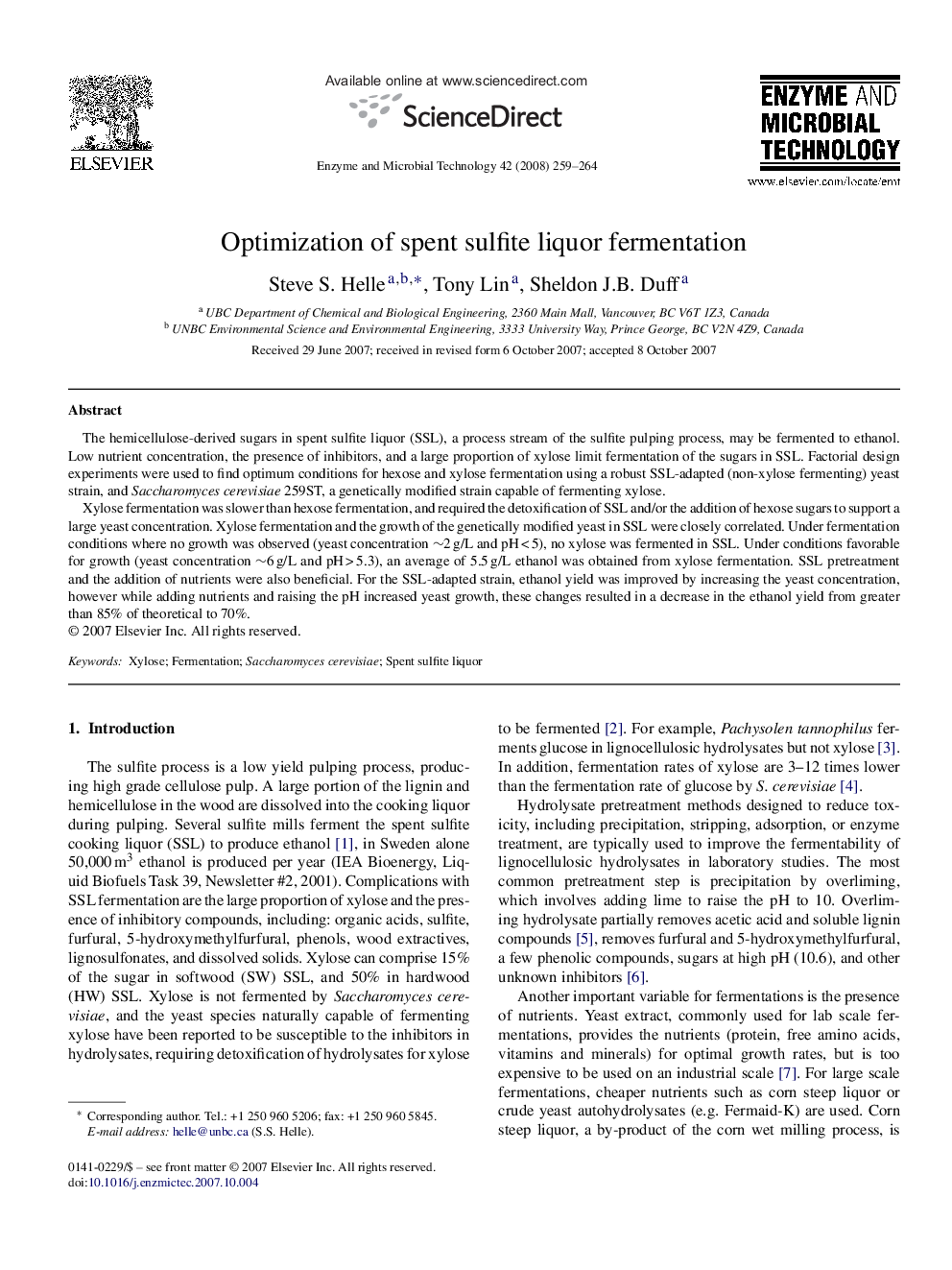 Optimization of spent sulfite liquor fermentation