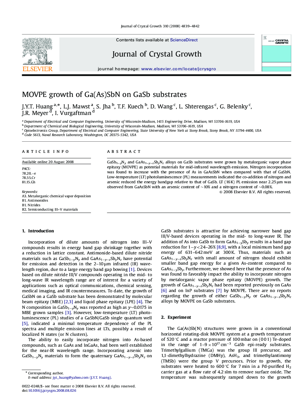 MOVPE growth of Ga(As)SbN on GaSb substrates