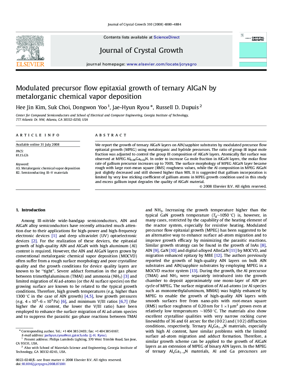 Modulated precursor flow epitaxial growth of ternary AlGaN by metalorganic chemical vapor deposition