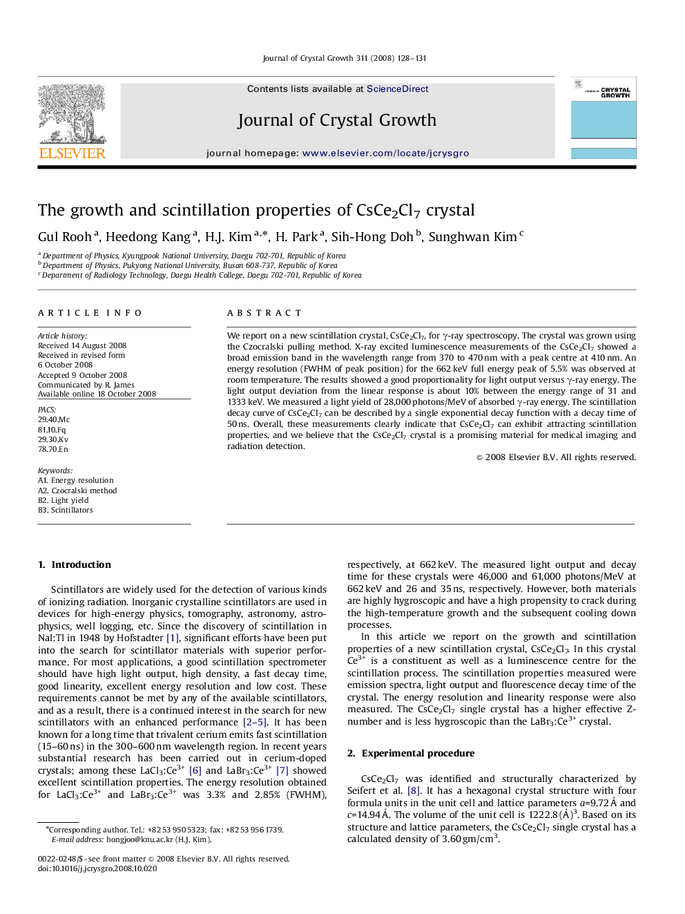 The growth and scintillation properties of CsCe2Cl7 crystal