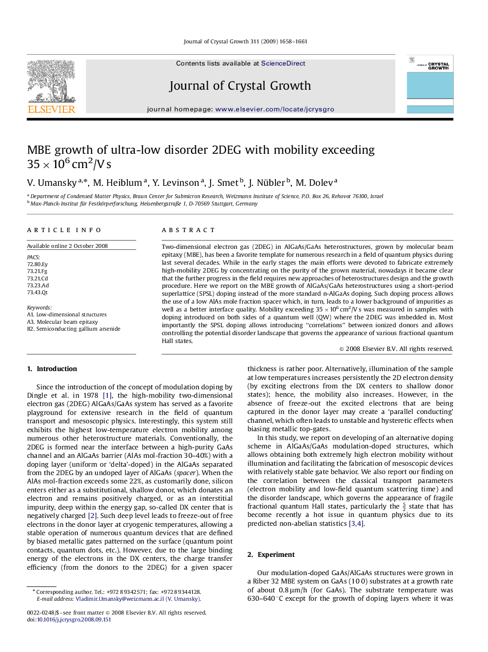 MBE growth of ultra-low disorder 2DEG with mobility exceeding 35×106 cm2/V s