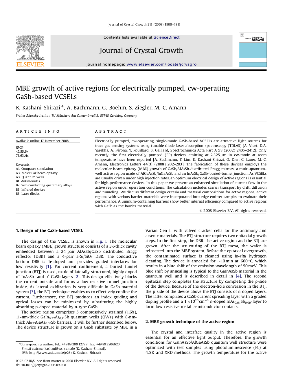 MBE growth of active regions for electrically pumped, cw-operating GaSb-based VCSELs