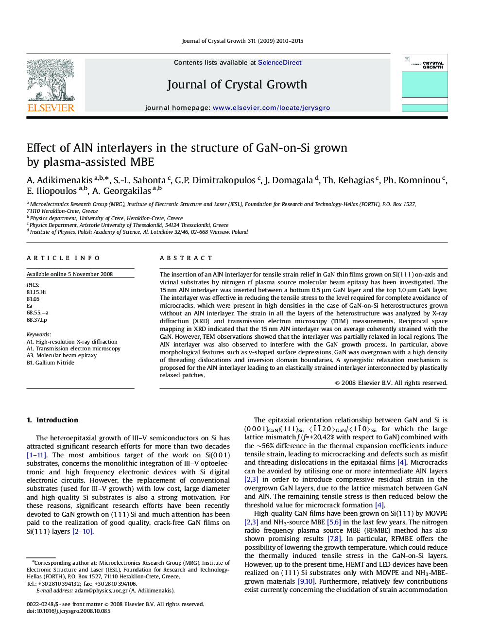 Effect of AlN interlayers in the structure of GaN-on-Si grown by plasma-assisted MBE