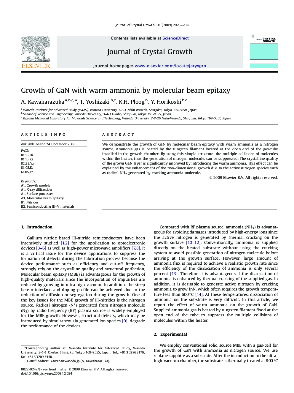 Growth of GaN with warm ammonia by molecular beam epitaxy