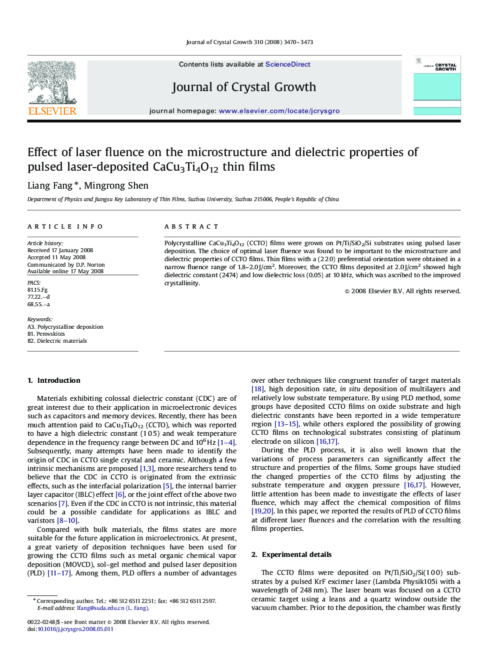 Effect of laser fluence on the microstructure and dielectric properties of pulsed laser-deposited CaCu3Ti4O12 thin films