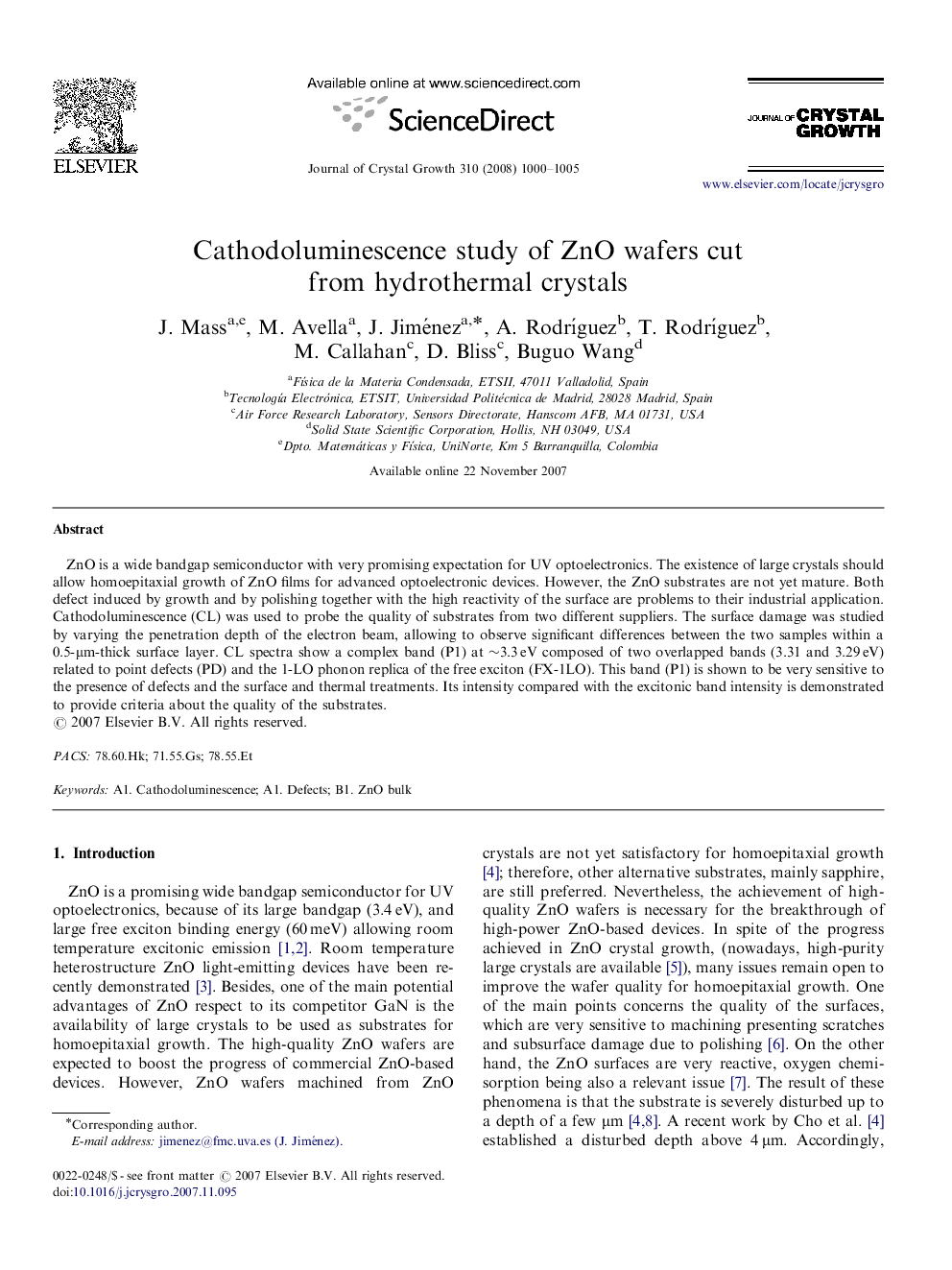 Cathodoluminescence study of ZnO wafers cut from hydrothermal crystals