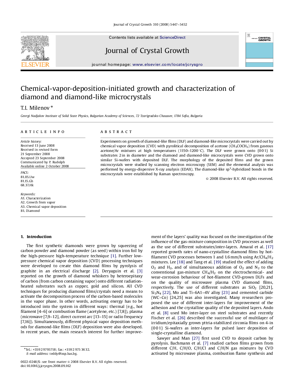 Chemical-vapor-deposition-initiated growth and characterization of diamond and diamond-like microcrystals