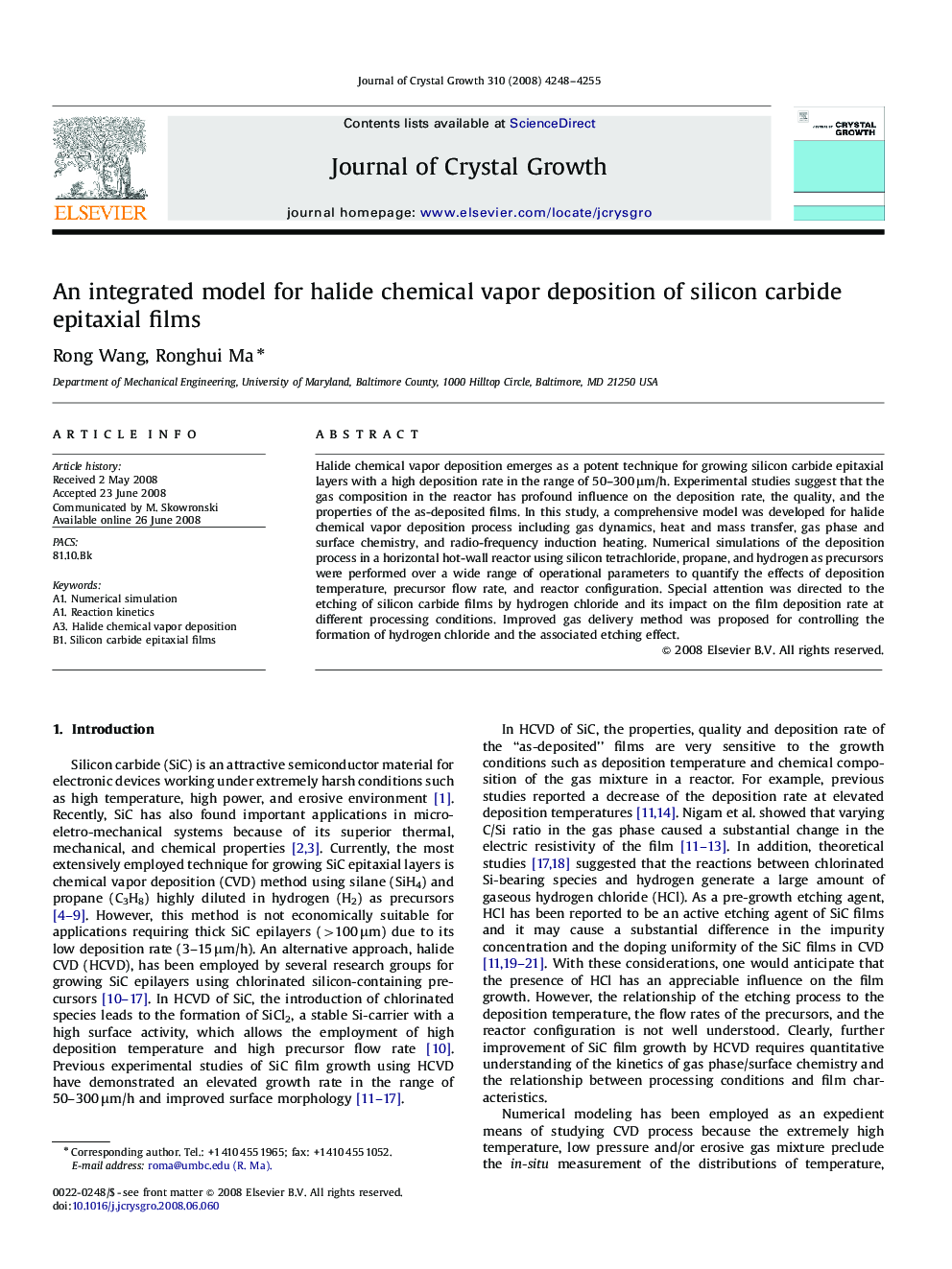 An integrated model for halide chemical vapor deposition of silicon carbide epitaxial films