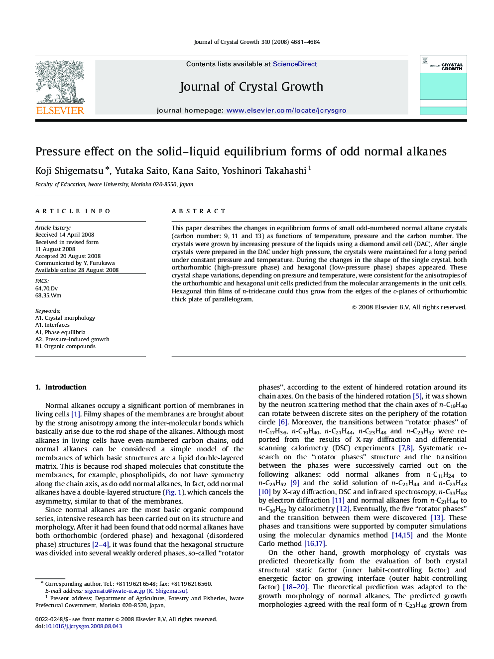 Pressure effect on the solid-liquid equilibrium forms of odd normal alkanes