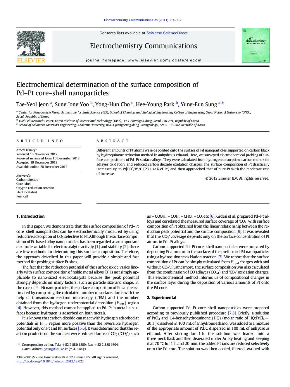 عکس صفحه اول مقاله: Electrochemical determination of the surface composition of Pd–Pt core–shell nanoparticles Electrochemical determination of the surface composition of Pd–Pt core–shell nanoparticles