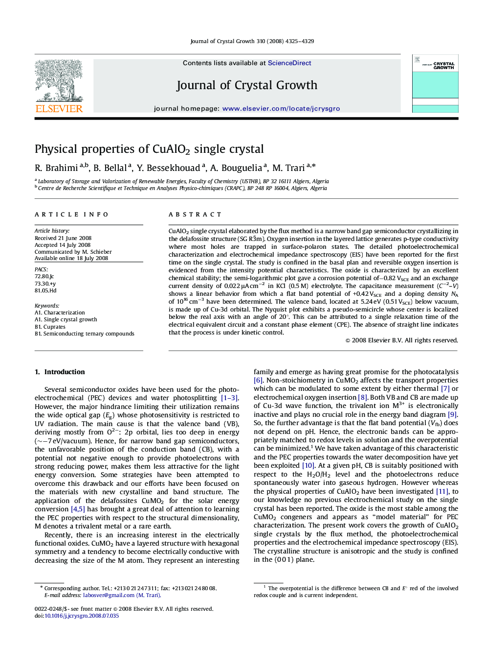 Physical properties of CuAlO2 single crystal