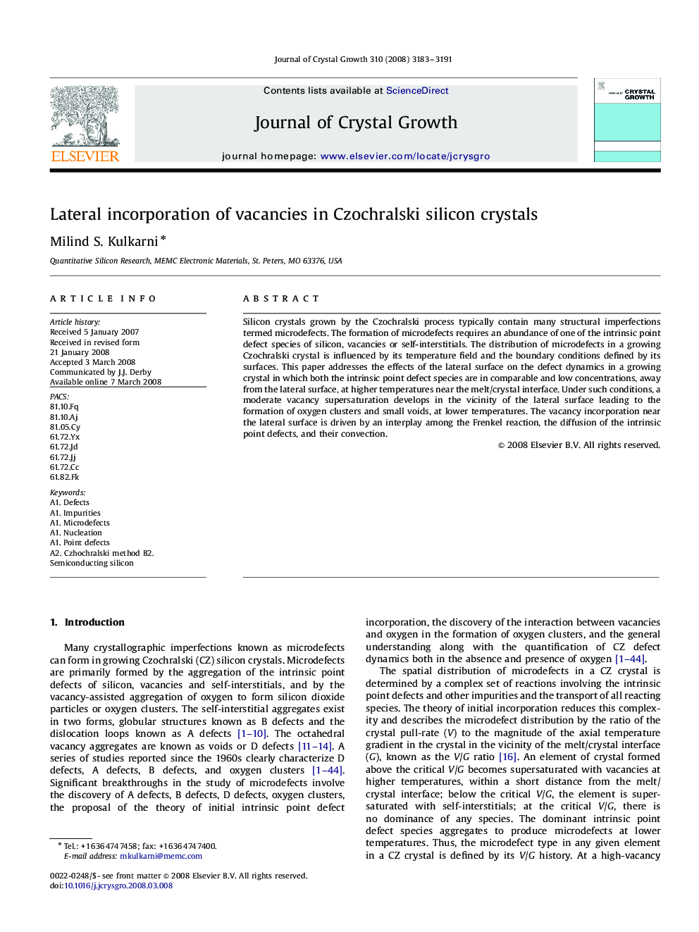 Lateral incorporation of vacancies in Czochralski silicon crystals