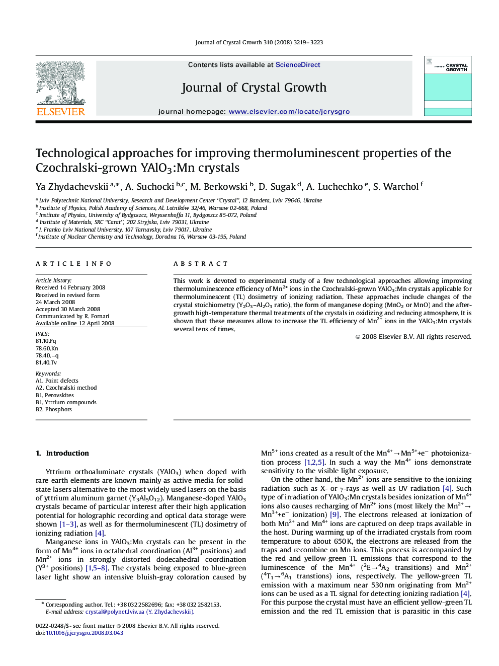 Technological approaches for improving thermoluminescent properties of the Czochralski-grown YAlO3:Mn crystals