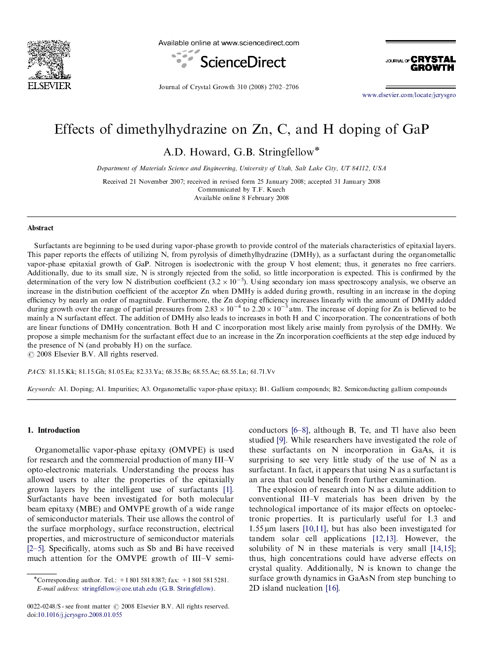 Effects of dimethylhydrazine on Zn, C, and H doping of GaP