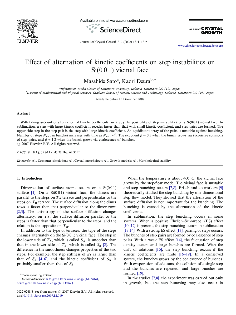 Effect of alternation of kinetic coefficients on step instabilities on Si(0 0 1) vicinal face