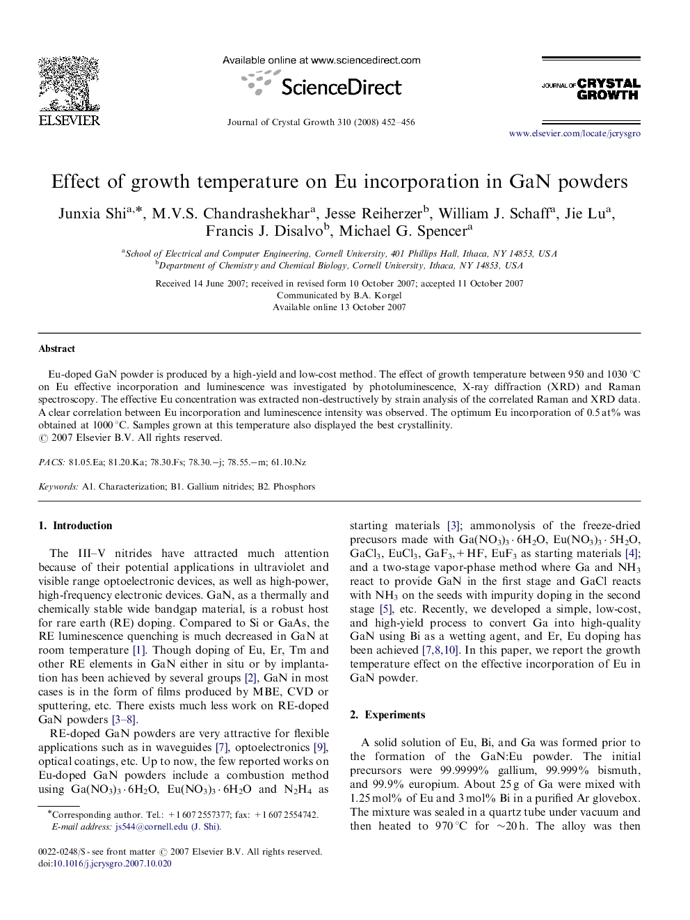 Effect of growth temperature on Eu incorporation in GaN powders