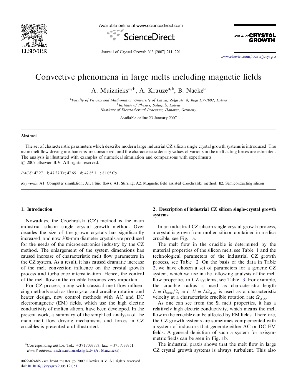 Convective phenomena in large melts including magnetic fields