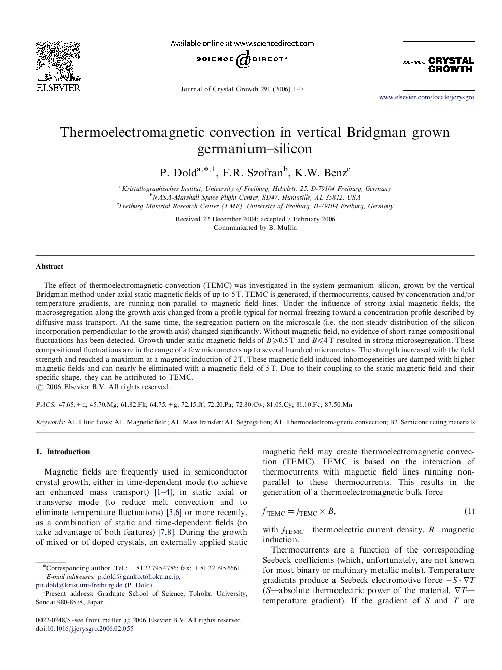 Thermoelectromagnetic convection in vertical Bridgman grown germanium–silicon