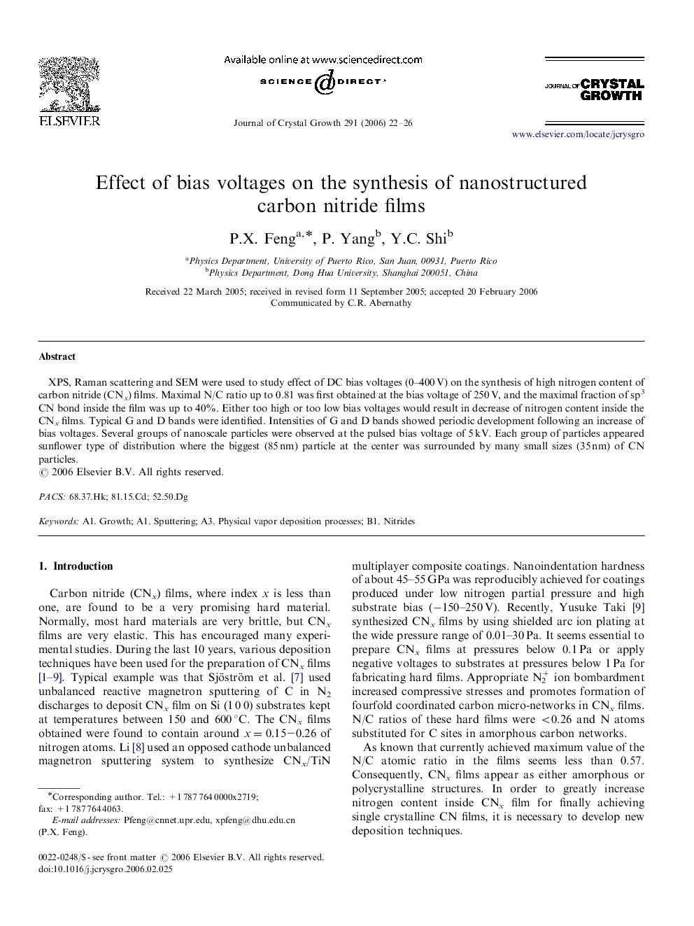 Effect of bias voltages on the synthesis of nanostructured carbon nitride films